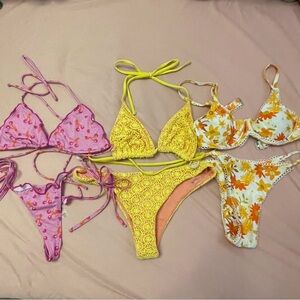 SHEIN Floral Yellow and Orange Bikini Set
